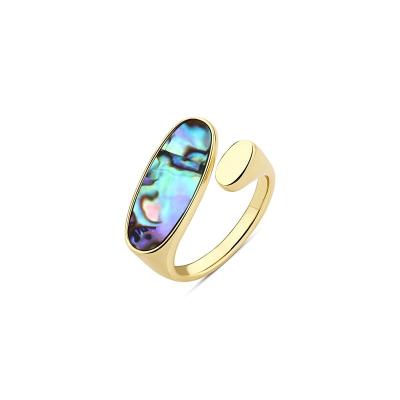 China Retro Abalone Shell Simple Fashion Ring Ladies Gift Wholesale Pearlescent Cute Jewelry S925 Sterling Silver Rose Gold New for sale