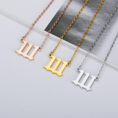 China Cute Customized 18k Gold Plated Ice Hip Hop Number 111-999 Brass Chain Necklace for sale