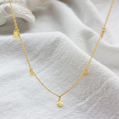 China OEM 2022 Fashion 925 Sterling Silver Necklace Women Gold Jewelry Short Disc Casual/Sporty Necklaces for sale