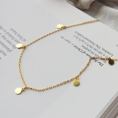 China Casual/Sporty Minimalist Gold Plated 925 Sterling Silver Small Coin Disc Choker Pendant Necklace For Women for sale