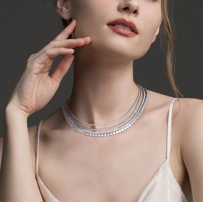 China CLASSIC Tasty Adjustable Necklace 1.5mm 2mm Choker 925 Sterling Silver Tennis Cz Chain 3mm 4mm Iced Out Cubic Zirconia For Women for sale