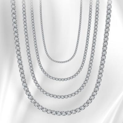 China CLASSIC 925 Hops Women Jewelry Tennis Diamonds Zircon 16 Inch 3mm Vvs Moissanite Tennis Chain Necklace for sale