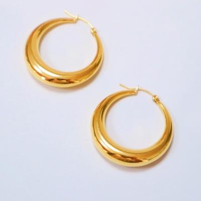 China CLASSIC High Quality Fashionable Big Circle Lady Gold Color Friend Gift 316l Stainless Steel Cuff Earrings for sale