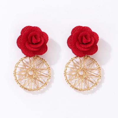 China BOHEMIA Fashionable Female Golden Cloth Flower Geometric Handmade Round Network for sale