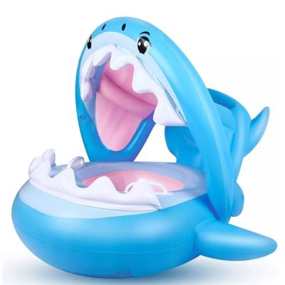 China High Quality Shark Shape Women Cartoon Toddler Swim Ring Float Seat Inflatable Boat for sale