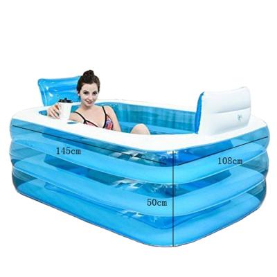 China Indoor Portable Inflatable PVC Folding Large Air Spa Hot Tub With Pillow For Adults for sale