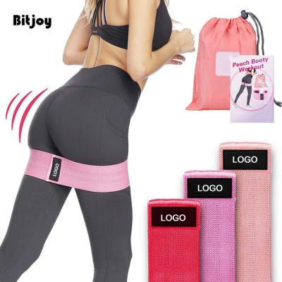 China Bitjoy OEM ODM Home Gym Workout Band Logo Print Fabric Resistance Booty Non-Slip Band Resistance Bands for sale