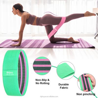 China Non-Slip Resistance Bands Bitjoy Custom Color Bulk Yoga Cloth Resistance Band Set Beach Butt Glute Workout Exercise Bands for sale