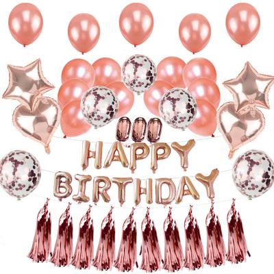 China Gift Toy Birthday Party Supplies Rose Gold Confetti Balloons Birthday Banner Star Balloons for sale