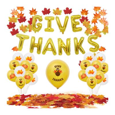 China Gift Toy Thanksgiving Party Decoration Turkey Maple Leaf Pumpkin Latex Balloon Set GIVE THANKS Balloon for sale