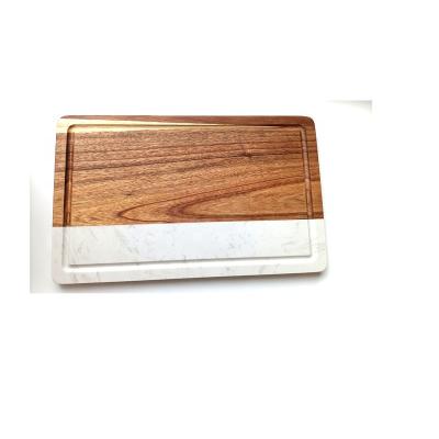 China Minimalist professional manufacturing multi-functional cutting board marble and acacia thick serving board for sale