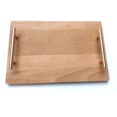 China Sustainable Hot Deal Wooden Trays Set Buffet Serving Tray With Metal Handle Products Wholesale Low Cost for sale