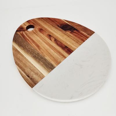 China Sustainable Wholesale Marble Slab Egg Shaped Cheese Snack Fruit Cut Serving Board for sale