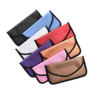 China Business Safe Single Carbon Fiber Colorful Faraday Bag Mobile Phone Signal Blocking Pouch for sale