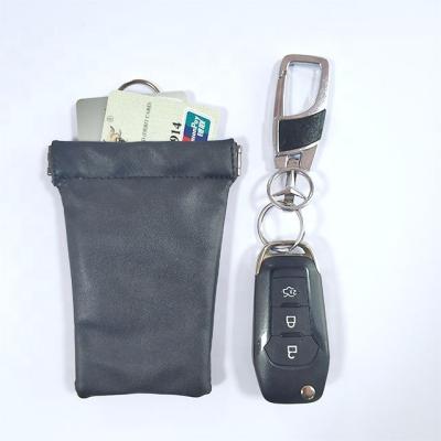 China 2021 business new product car key faraday bag premium genuine leather rfid signal blocking bag pouch for sale