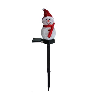 China Eco-friendly Garden Light LED Snowman Ground Insert Light Solar Rechargeable Christmas Decorations Pathway Light for sale