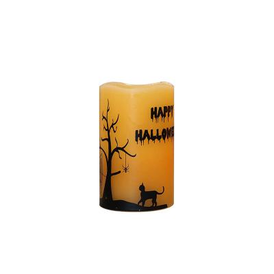 China Home Decoration Maker Halloween LED Candle Lights In Pillar Shape Real Paraffin Wax for sale