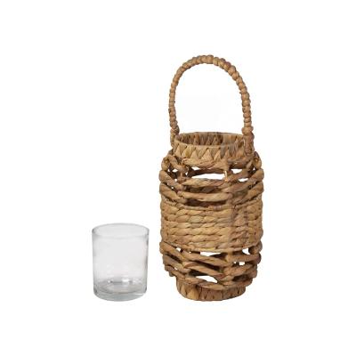 China Romantic Wicker Candlelight Sconce Lantern with Handle for Patio, Garden and Dining Party Home Decoration - Natural for sale