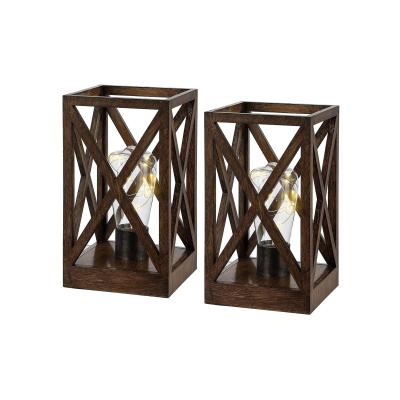 China Restoring Ancient Ways 2 Pieces Of Wooden Battery Operated Floor Lamp Set With Bulb, Suitable For Indoor And Outdoor for sale