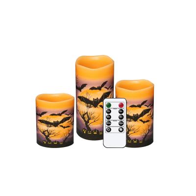 China Promotion Battery Flameless Gift Bats Castle Witch Flameless Decal Party Decoration Halloween Led Candle for sale