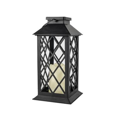 China Large Size Black Classic Lantern Windproof Decorative Metal Candle Lantern Yard Home and Home Decoration for sale