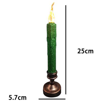 China Christmas Pole Wax Gilt Rose Yellow Flash Lightning With Long Candle AA Battery Christmas Base Candle Lamp Long Candle for sale