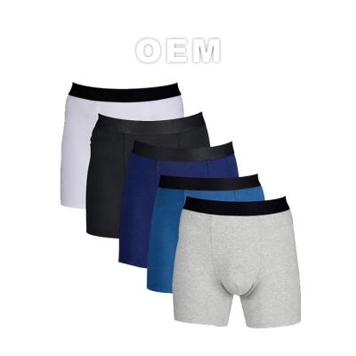 China Anti-Bacterial Mens Underwear Wholesale Custom Logo Trunks Long Leg Mens underwear Cotton Breathable Stretch Mens Long Boxer Briefs for sale