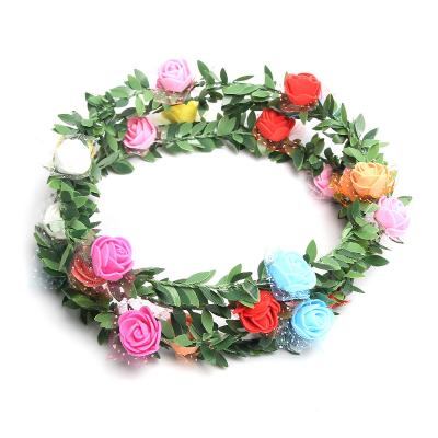 China Natural Touch Spring Flower Wreath Sincere Green Red Rose Metal Garland for sale