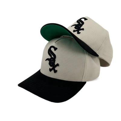 China COMMON Custom High Quality 5 Panel A Frame Style Cotton Baseball Cap With 3D Raised Embroidery Logo Two Tone Hats for sale