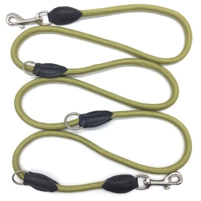 China Custom Made in Taiwan Multifunctional Dog Leash with Leather Stopper and Stainless O-ring Dog Leash for sale