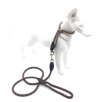 China Custom Made in Taiwan Rope Dog Leash with Leather Stopper Daily Use for sale