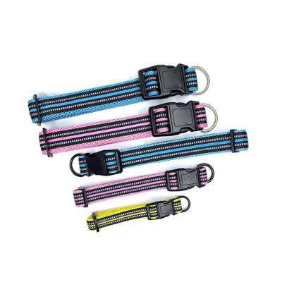 China Bulk Lightweight Durable Adjustable Plastic Buckle Webbing Base Nylon Dog Collar for sale