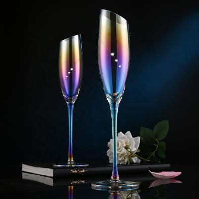 China Wholesale Large Creative Luxure Unique Cocktail Glass Colored Wine Glasses Crystal Stemless Vintage Glass Gobilet Champagne Glass for Wedding for sale