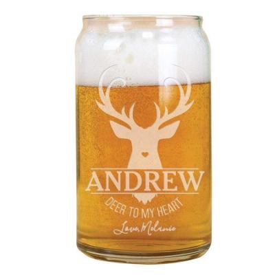 China Viable Hand Buffed Custom Printed Beer Mug Etched Logo Custom Beer Can Glass for sale