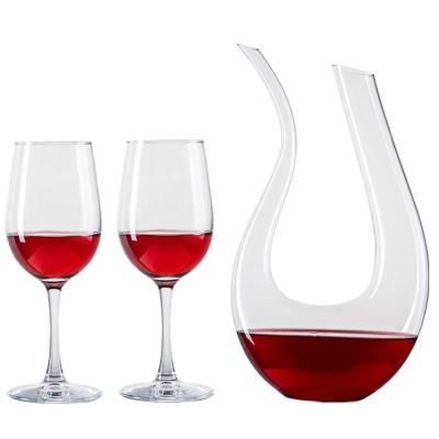 China Wholesale CLASSIC 1400ml 47oz Crystal Glass Red Wine Decanter Eco Unique Tilted Top U Shape Hand Blown Wine Decanter Decanter for sale