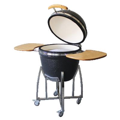 China 18 Inch Large Auplex Black Eggs Kamado Ceramic BBQ Grill Smoking Cart High Profit for sale