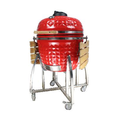 China Best Popular Grill Kamado Auplex Red Ceramic Smoker Adjustable Size for sale