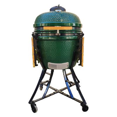 China Outdoor Cart Patio BBQ Grill 24 Inch Ceramic Green Egg Charcoal Kamado Grills for sale