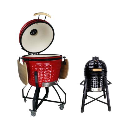 China 26 Inch Large Ceramic Grill Green Kamado Chicken Asador BBQ Grill Adjustable Height for sale