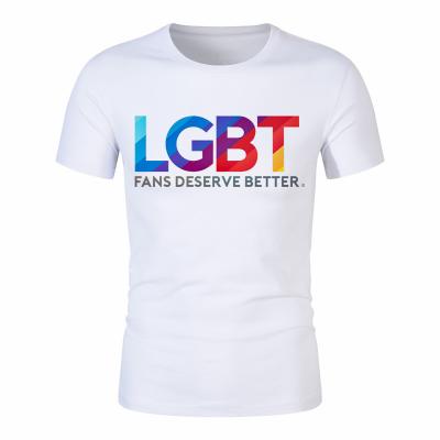 China Anti-Wrinkle Custom Gay Pride Rainbow Simple White T-Shirts for sale