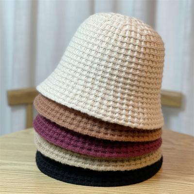 China Sunshade 2023 New Design Knitted Bucket Hat For Woman Autumn Winter Solid Color Wool Floppy Soft Soft Hat Warm Bucket Hat for sale