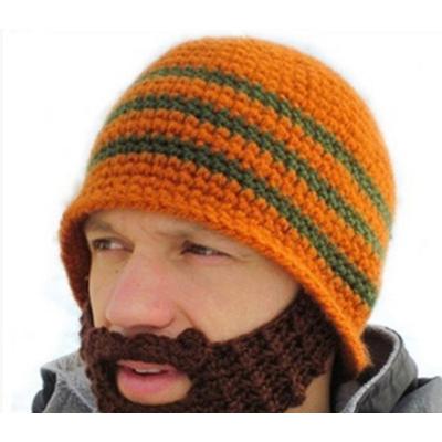 China Creative Knitted Striped Unisex Funny Handmade Knitting Beanie Hat Winter COMMON Party Beard Hat Cute Knitting Beanie for sale