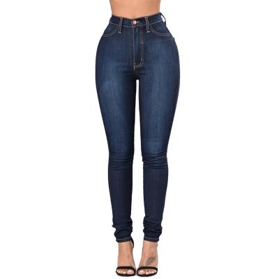 China Latest Design Breathable Wholesale Price Women Full Length Plus Size High Waist Jeans Blue Skinny Pencil Pants for sale