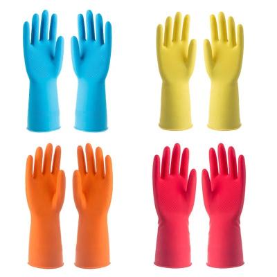 China 2022 Anti-slip New Kitchen Cleaning Dish Washing Gloves Colorful Natural Latex Household Rubber Glove for sale