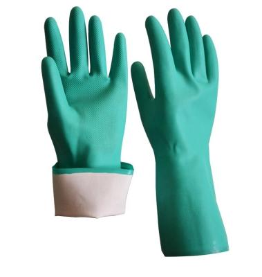 China Green Anti-Slip Waste Resistant Gloves Fishing Cleaning Chemical Water Abrasion Proof Oil Nitrile Gloves Industrial Working Manufacturer for sale