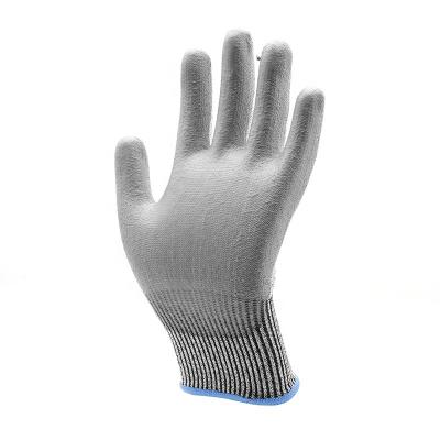 China Water Proof 13G HPPE Anti-Cut Hand Protection Safety Work Cut Resistant Level 5 PU Coated Palm Gloves for sale