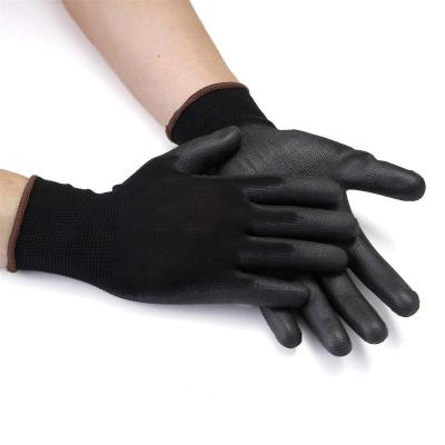 China Breathable Polyester 13g Woman Garden Black Shell Hand Protective PU Palm Coated ESD Safety Working Gloves Manufacturers China for sale