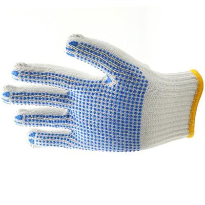 China Construction Work PVC Dotted Safety Cotton Glove /Cheap Knitted PVC Dots Cotton Glove for sale