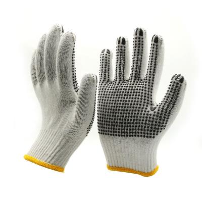 China Construction Work 10 Gauge Cotton Knitted Garden Working Gloves PVC Dotted Industrial Work Gloves for sale