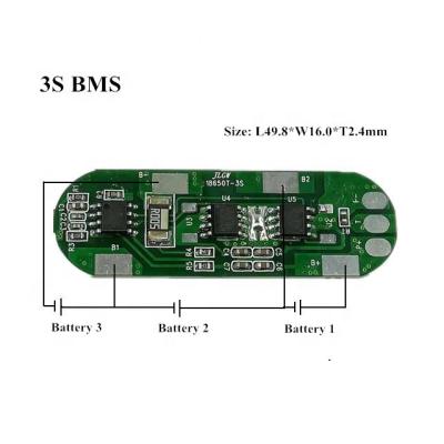 China BMS for factory OEM/ODM FR-4 11.1V 3A 5A 10A 3S lithium battery BMS/PCM battery for lithium ion battery with NTC for sale